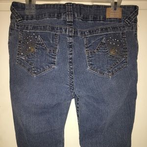 Hydraulic Mid-wash Low Rise Jeans sz. 13/14